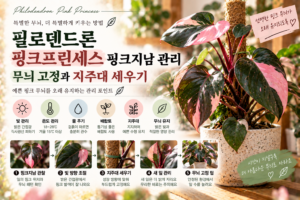 필로덴드론 핑크프린세스 핑크지남 관리｜무늬 고정과 지주대 세우기