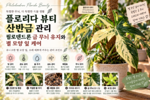 플로리다 뷰티 산반금 관리｜필로덴드론 금 무늬 유지와 별 모양 잎 케어